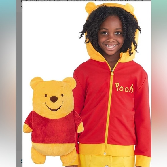 Cubcoats Pooh 2-in-1 Transforming Classic Zip-Up Hoodie & Soft Plushie 3T - Picture 2 of 5